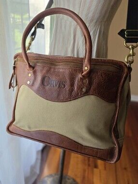 Vintage Orvis Canvas & Leather Messenger Bag Briefcase Laptop Bag with Strap